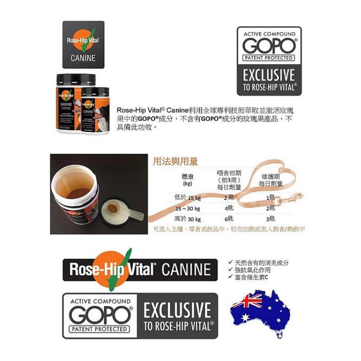 純天然犬用關節保健食品 Rose-Hip Vital Canine（150 g）